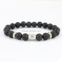 BRP1250 natural gemstone stretch bracelet ,natural lava bead mens bracelet