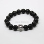 BRA1120 wholesale 10mm black lava beads stainless steel lion head men bracelets