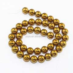 HB3149 Wholesale Gold bronze pyrite silver plated hematite round beads