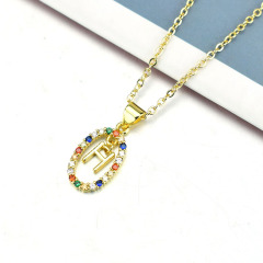 NZ1287 New Style Rainbow Gold Plated 26 Alphabet Letter Charm Necklaces Initial Charm Chain Necklace for Women