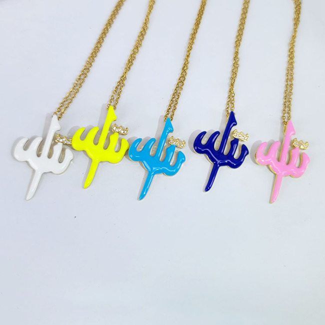 NZ1052 Fashion Micro Pave CZ Enamel Multicolor Allah Religious Necklace, Islamic Jewellery,  Arabic Calligraphy Gift