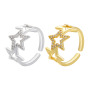 RM1297 Trendy Dainty 18k Gold Silver Plated Micro Pave CZ Star Open Rings for Ladies Women