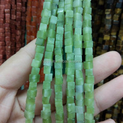 SB6696 Natural peridot jade cube stone beads for jewelry making,smooth jade gemstone in cube square