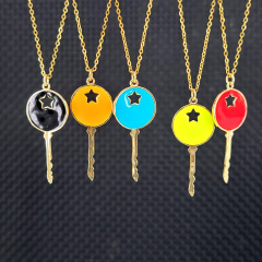 NS1190 Fashion enamel keys pendant women necklace,trendy water proof stainless steel O chain enameled key ladies necklace