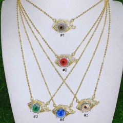 NZ1231 zircon mirco pave glass crystal charms evil eyes Pendant Necklaces jewelry