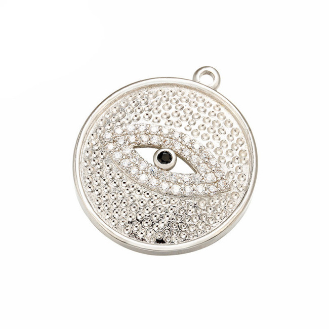 CZ8073 Hotsale  Gold Plated CZ Zircon Micro Evil Disc Round Eye Pendant