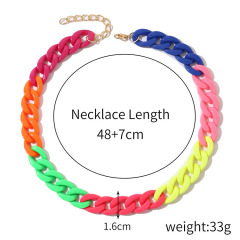 NA1016 Chic Colorful Acrylic Chain Link Necklace Rainbow Big Resin Choker Large Link Cuban Curb Chain Chunky Lucite Necklace