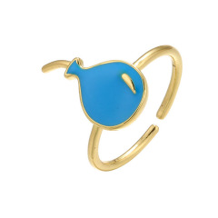 RA1044 Enamel Rainbow Colored Brass Metal Balloon Rings for Ladies