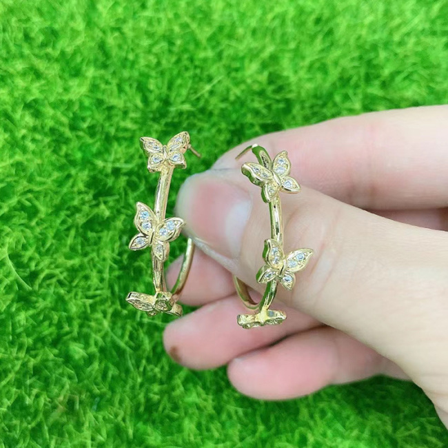 EC1707  2021Chic Gold Plated CZ Micro Pave Cross Hamsa Hand Star Link Chain Smiley Crescent Moon and Star Hoops Earring,