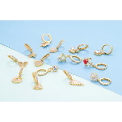 EC1677 Dainty 18k Gold Plated CZ Micro Pave Star Heart Butterfly Charm Huggies,Chic Diamond Charm Huggie Earrings for Women