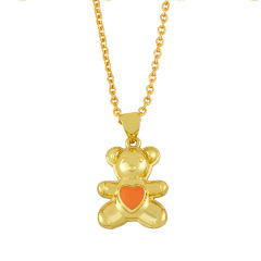 NM1184 2021gummy enamel colorful heart bear charms Pendant Necklace for Women