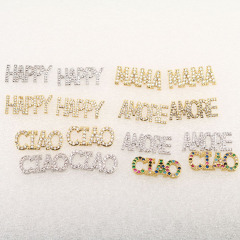 EC1241 Popular Dainty CZ Micro Pave LOVE LUCKY HAPPY Letter Words Stud Earrings for Women Girls