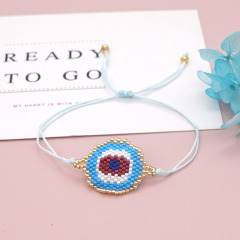 BG1009 Dainty Handmade Miyuki Seed Beaded Evil Evileye Eye Woven Charm Loom Friendship Bracelet for Women Girls