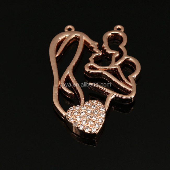 CZ7311 Fashion CZ micro pave Mom hold babay pendant,Cubic zirconia heart crystal pendant.
