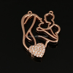 CZ7311 Fashion CZ micro pave Mom hold babay pendant,Cubic zirconia heart crystal pendant.