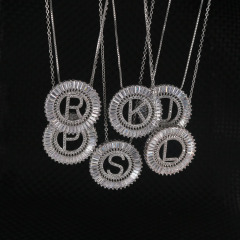 NZ1003S Silver Cubic Zirconia Diamond CZ 26 Alphabet Letter Charm Pendant Necklaces A-Z Zircon Initial jewelry for Women
