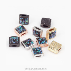 CZ6935 Wholesale abalone shell pave flat square spacer beads