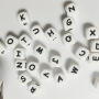 SB6284 High Quality Kids Children Silicone Cube Alphabet/ Letter Initial Box Teething Beads