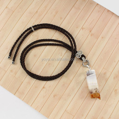 JF6933 Wholesale druzy citrine quartz cuboid pendant necklace;gemstone pendant necklace