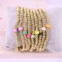 BM1083  Delicate Small 18K Gold Plated Beads with Enamel Multi Colored Geometr Triangle Bead Elastic Bracelets for Women 2021