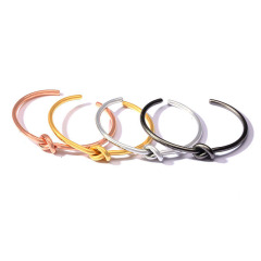 BS2032 Simple Gold plated Stainless Steel Knotted Hoop Cuff Bangle Jewelry bracelet with knot for women