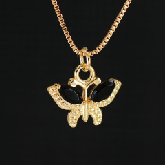 NZ1166 Chic Dainty 18k gold plated cz micro pave butterfly pendant necklace for women ladies