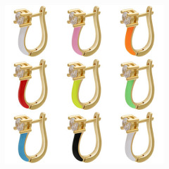 EC1639 New Chic Rainbow Enamel 18k Gold Plated Zircon CZ Micro Huggie Earring EC1639 New Chic Rainbow Enamel 18k Gold Plated Zircon CZ Micro Huggie Earring