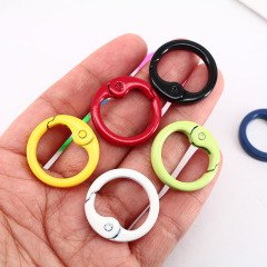 JF1327 Enamel Neon Round Circle Snap Clip Trigger Clasps Spring Gate Buckle for Jewelry Necklace Making