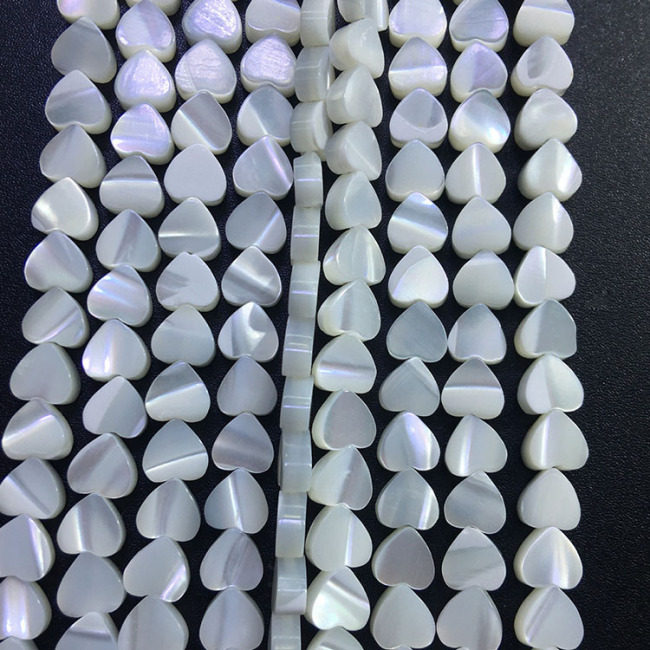 SP4238 White MOP shell heart beads,Mother of Pearl Heart Shaped Beads