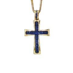 NZ1207 NEW 18K gold plated brass CZ micro pave Charm cross Christian religious Pendant Necklaces jewelry for man Women
