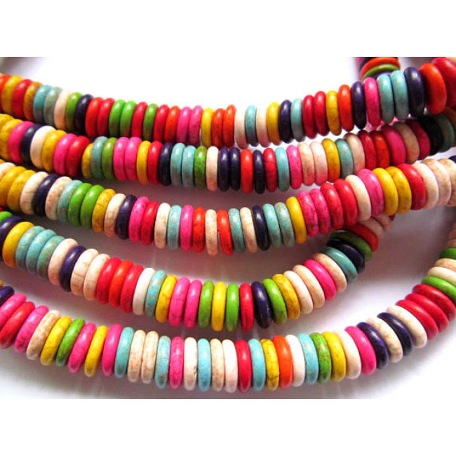 TB0132 Turquoise Round Loose Beads, Turquoise Button Rondelle Beads for jewelry making