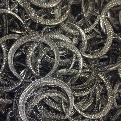 JF7215 Bling Jewelry Supplies Gunmetal Hematite Crystal Pave Crescent Moon Pendants for Jewelry making