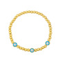 BM1056 Chic Tiny Gold Beaded White Shell Colorful Enamel Evil Eyes Beaded Elastic Bracelets for Ladies