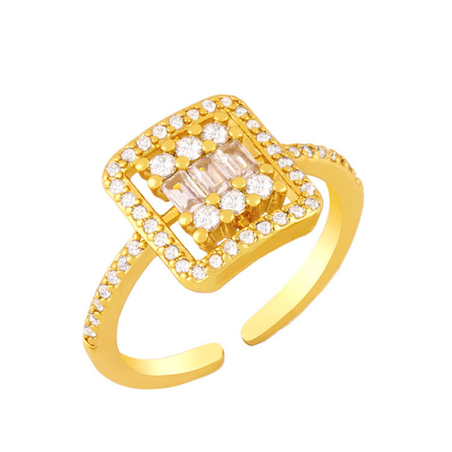 RM1197 New Dainty Minimalist Gold Plated Diamond CZ Micro Pave Fe Cross Heart Safety Pin Oval Double Stack Cocktail Rings