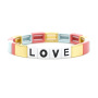 BM2011 New 2019 Popular Enamel Rainbow Brite Alphabet Love Enameled Crush Colorful Tile Elastic Bracelet