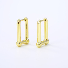 Fashion Ear Jewelry  18k Gold Plated Brass Hoop Simple Chunky Earrings for Women