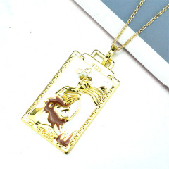NM1238 Hiphop Jewelry 18K Gold Plated Enamel Rainbow Sun Crescent Moon and Star Celestial Tarot Pendant Chain Necklace