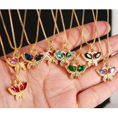 NZ1166 Chic Dainty 18k gold plated cz micro pave butterfly pendant necklace for women ladies