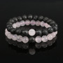 BRY1612 Unique mix lava and rose quartz beads ,lover double round beaded couple friendship bracelet