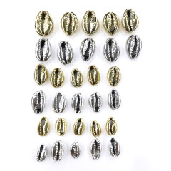 JF8694 Beach Charm Silver Plated Cowrie Shell Charms, Gold Plated Shell Charms, Seashell Shells