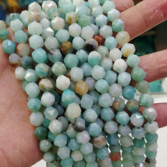 AM0921 MultiColor Amazonite Star Cut Faceted Blue Gemstone Round Loose Beads