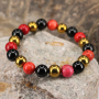 BN5282 Wholesale Natural 8mm Red Turquoise And Agate Gold Hematite Beaded Elastic Women Gemstone Bracelet