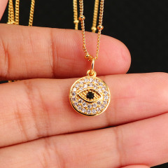 NZ1165 fashion minimal evil eyes ladies pendant mini heart brass charm with cubic zircon women chain necklace