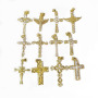 CZ8101 Dainty 18K Gold Plated Crystal CZ Diamond Paved Cross Charm Pendants,Cubic Zirconia Inlaid Cross Catholic Pendant
