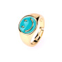 RA1009 Hot Selling Enamel 18k Gold Plated Smiley Happy Face Signet Adjustable Rings for Ladies