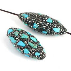 PC1670 Fashion Crystal Pave Semiprecious Stone Drum Bijoux Beads,Rhinestone Pave Gemstone Focal Oval Jewellery Beads