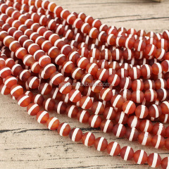 AB0440 Wholesale white line Red tibetan agate beads