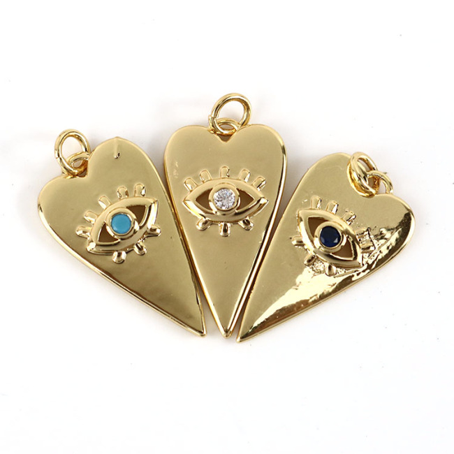 CZ8093 Dainty Mini Small Clear CZ Evil Evileye Eye Heart Charm,Tiny Minimal Zircon Cubic Zirconia Eye Heart Charm Pendant