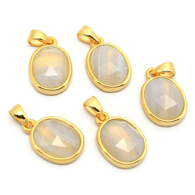 JF7281 New Dainty Faceted Natural Semiprecious Stone Round Pendants,Gold Bezel Faceted Gem Coin Pendant