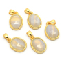 JF7281 New Dainty Faceted Natural Semiprecious Stone Round Pendants,Gold Bezel Faceted Gem Coin Pendant